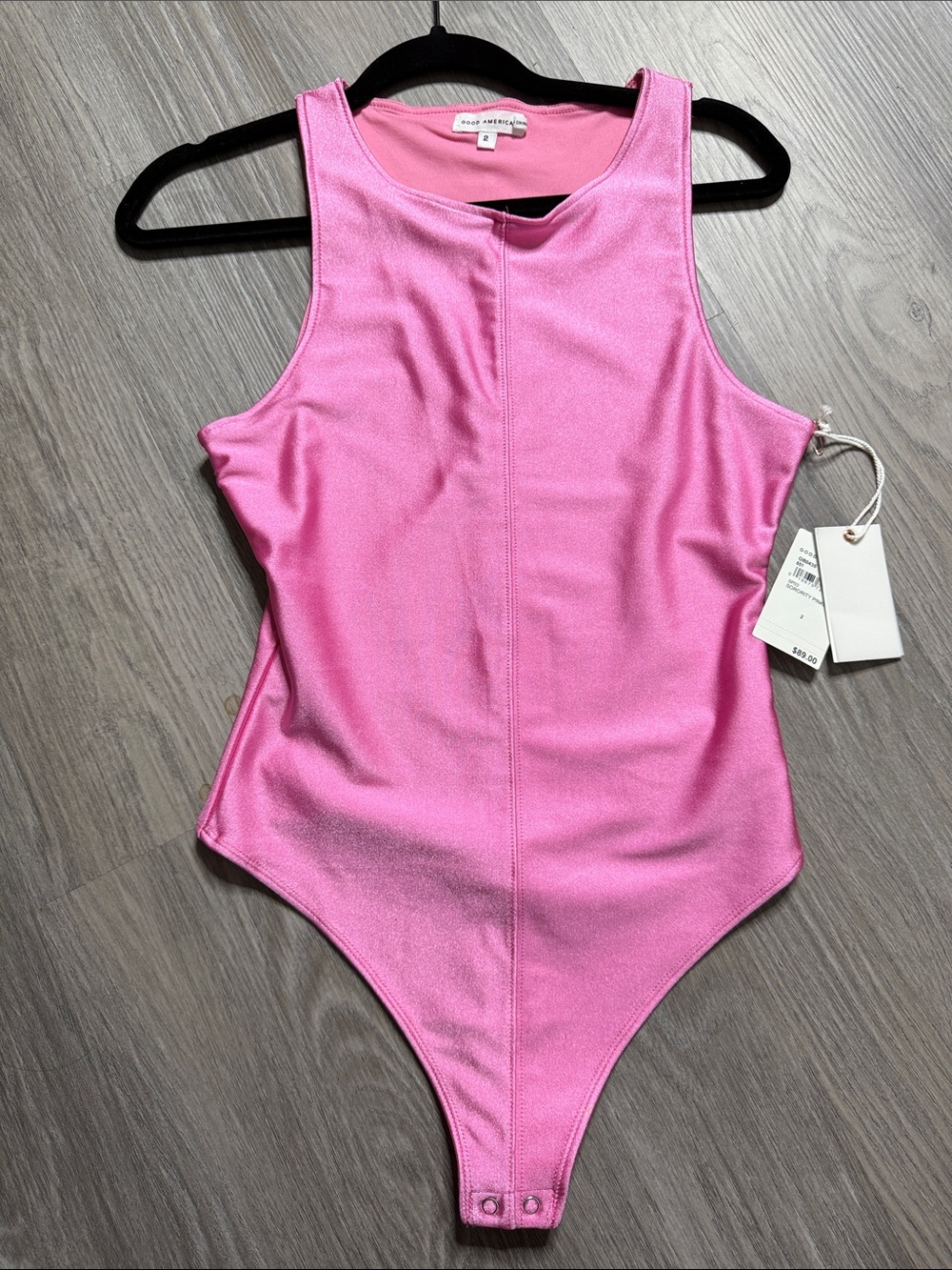Good American Hot Pink Sleeveless High-Neck Bodysuit